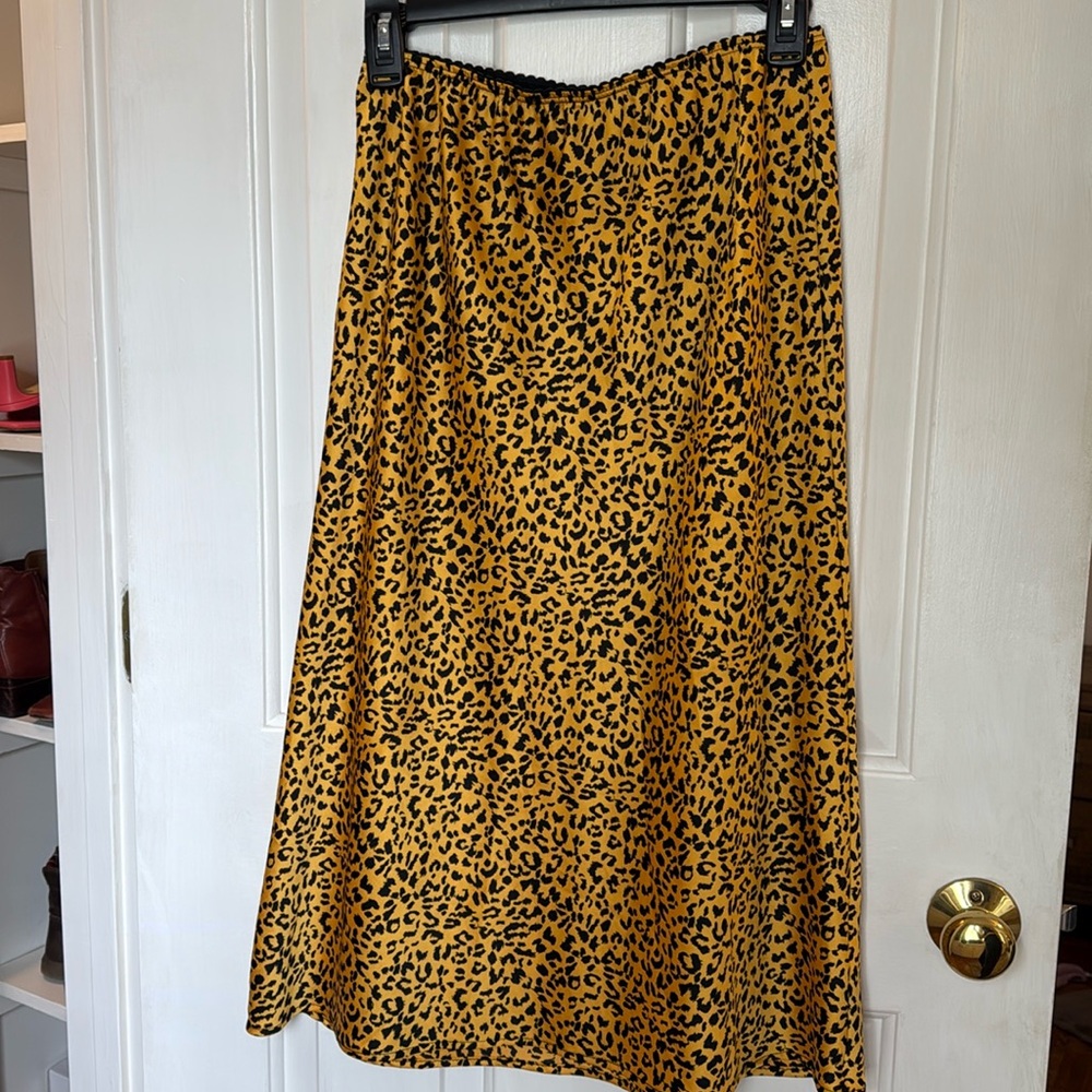 3/$15 Cheetah Print Midi Satin Skirt